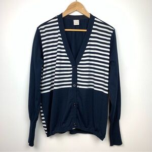 Paul & Shark Yachting Cardigan Buttons Striped White Blue Sz 3XL Nautical Italy